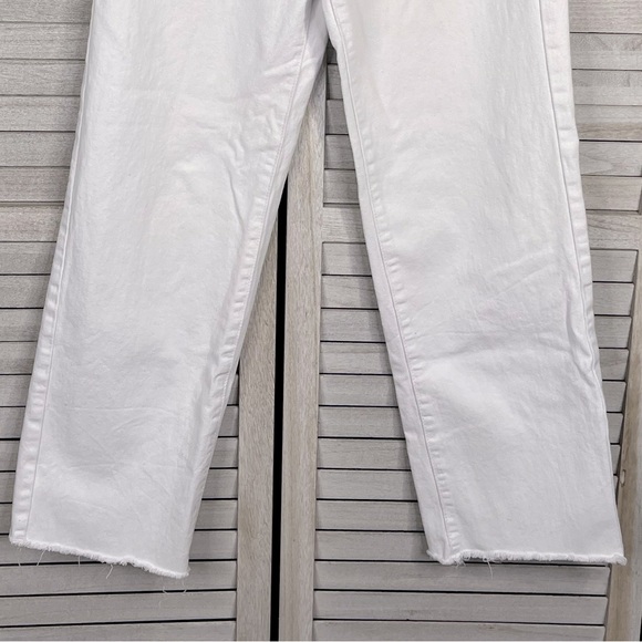 SHEIN High Waist Raw Hem Straight Leg Jeans White-Small (US 4) - Picture 3 of 3